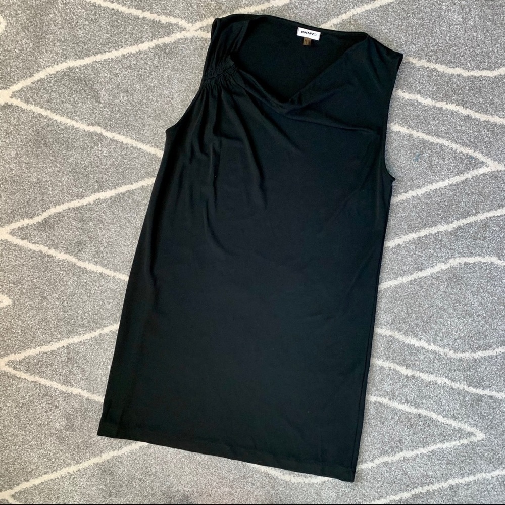 DKNYC Black Stretch Mini Dress Asymmetrical Neck